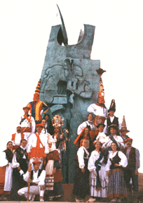 Zenbat Gara in front of the Monument to the Basque Sheepherder in Reno, Nevada